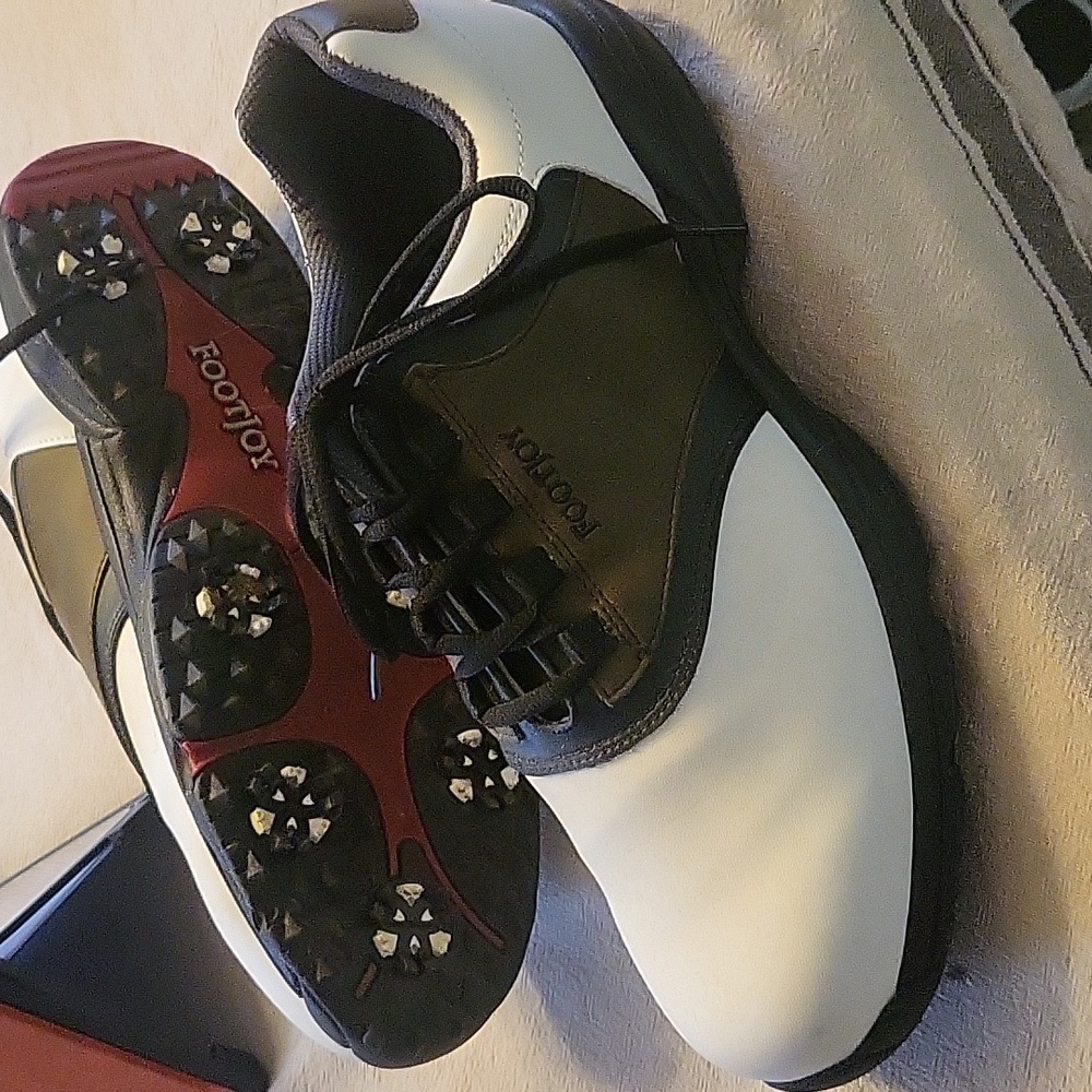FOOTJOY men golf shoes spikes white and brown Oxford  12M